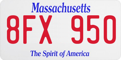 MA license plate 8FX950