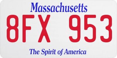 MA license plate 8FX953