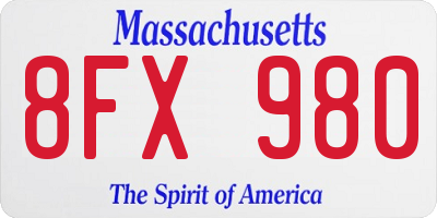 MA license plate 8FX980