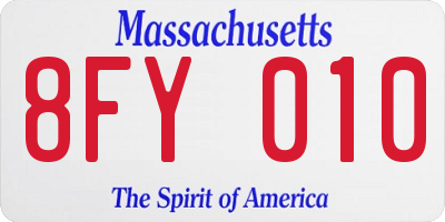 MA license plate 8FY010