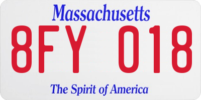 MA license plate 8FY018