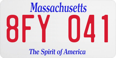 MA license plate 8FY041