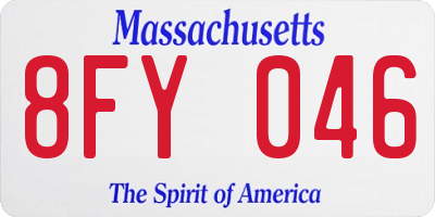 MA license plate 8FY046