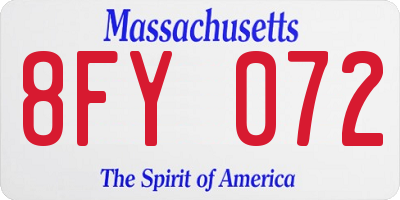 MA license plate 8FY072