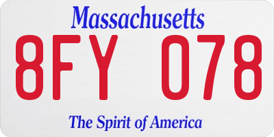 MA license plate 8FY078