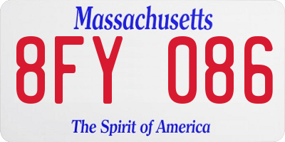 MA license plate 8FY086