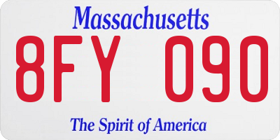 MA license plate 8FY090