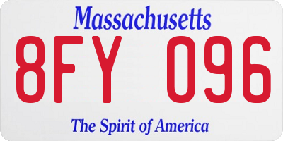 MA license plate 8FY096