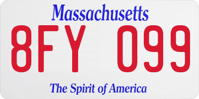 MA license plate 8FY099