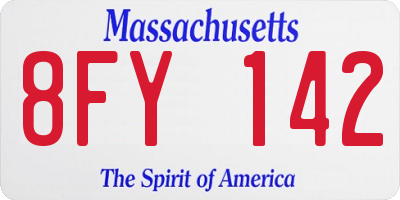 MA license plate 8FY142