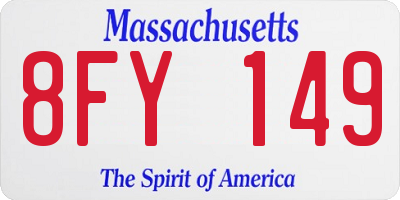 MA license plate 8FY149