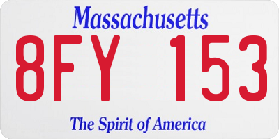 MA license plate 8FY153