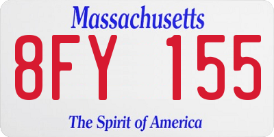 MA license plate 8FY155