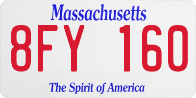MA license plate 8FY160