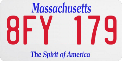MA license plate 8FY179