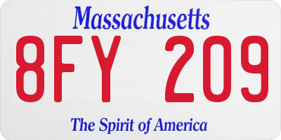 MA license plate 8FY209