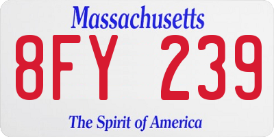 MA license plate 8FY239