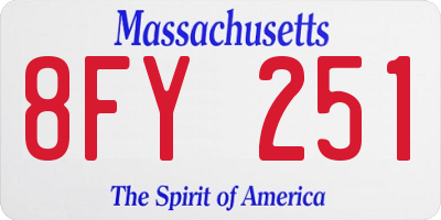 MA license plate 8FY251