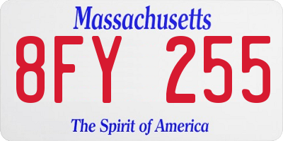 MA license plate 8FY255