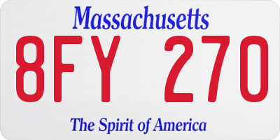 MA license plate 8FY270