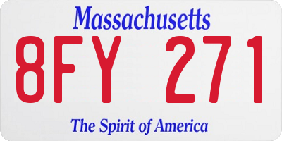 MA license plate 8FY271