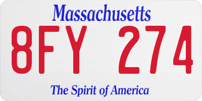 MA license plate 8FY274