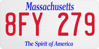 MA license plate 8FY279