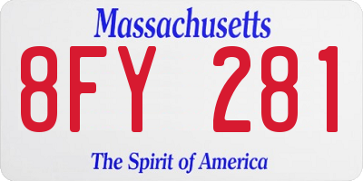 MA license plate 8FY281