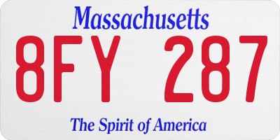 MA license plate 8FY287