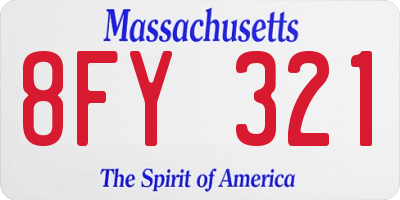 MA license plate 8FY321