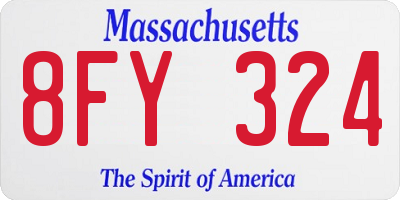 MA license plate 8FY324