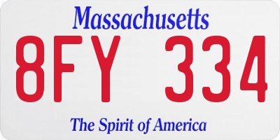 MA license plate 8FY334