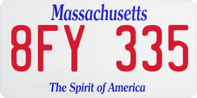 MA license plate 8FY335