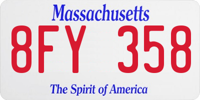 MA license plate 8FY358