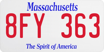 MA license plate 8FY363