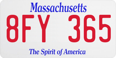 MA license plate 8FY365