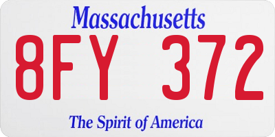 MA license plate 8FY372