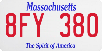 MA license plate 8FY380