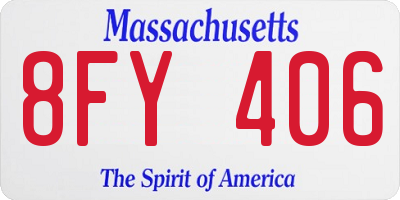 MA license plate 8FY406