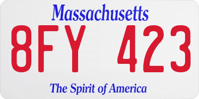 MA license plate 8FY423