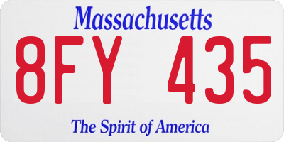 MA license plate 8FY435