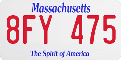 MA license plate 8FY475