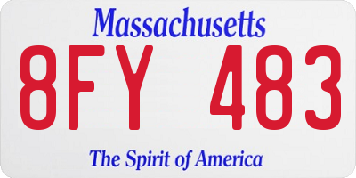 MA license plate 8FY483
