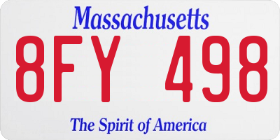 MA license plate 8FY498