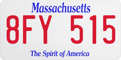 MA license plate 8FY515