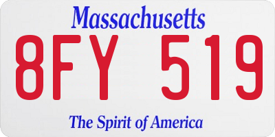 MA license plate 8FY519