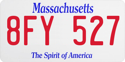 MA license plate 8FY527