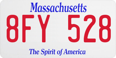 MA license plate 8FY528