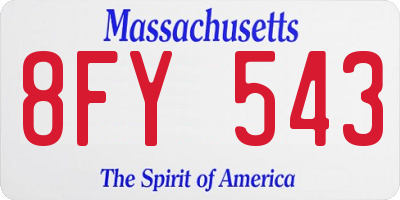 MA license plate 8FY543