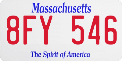 MA license plate 8FY546
